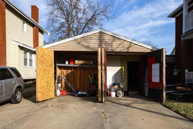 view of garage