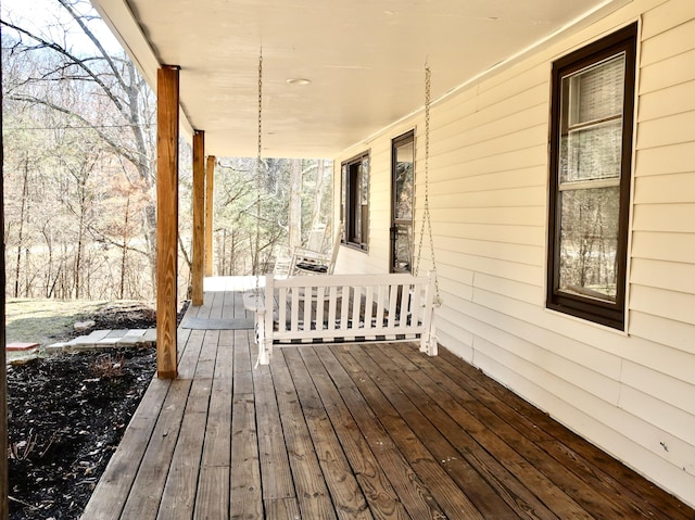 wooden terrace with covered porch