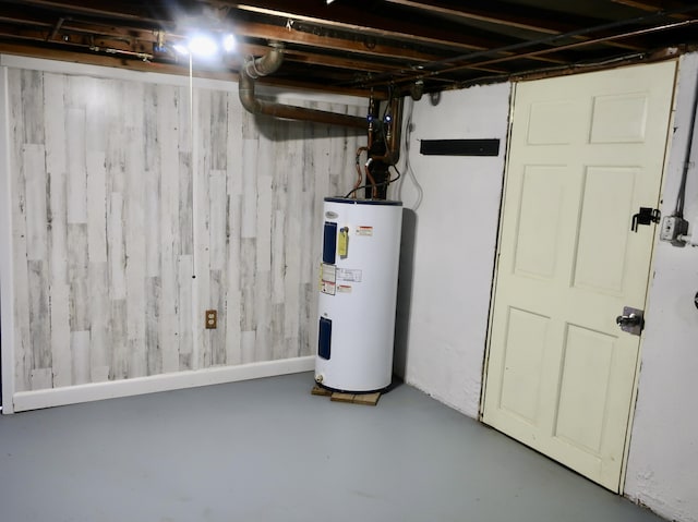 unfinished below grade area with electric water heater