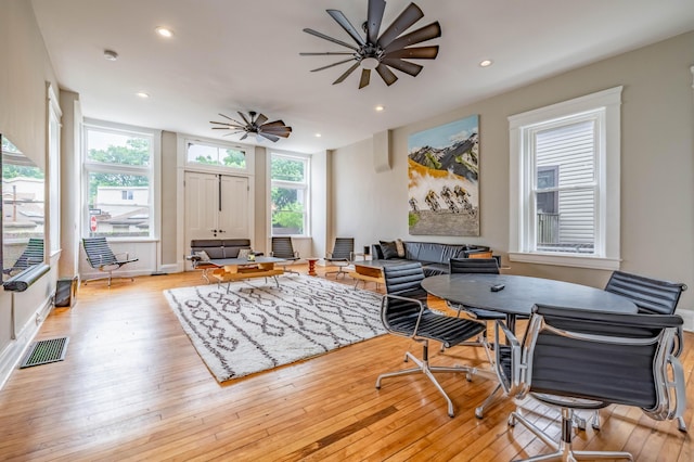 639 Watkins St, Covington, KY 41011 - office space with recessed lighting, a ceiling fan, and light wood-style floors
