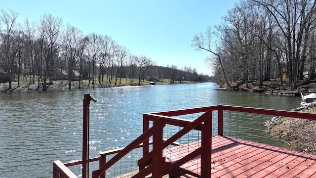 view of dock featuring a water view