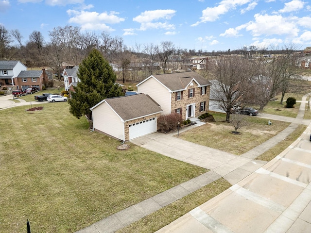 birds eye view of property with a residential view