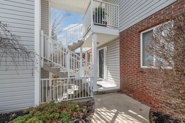 view of patio with stairs