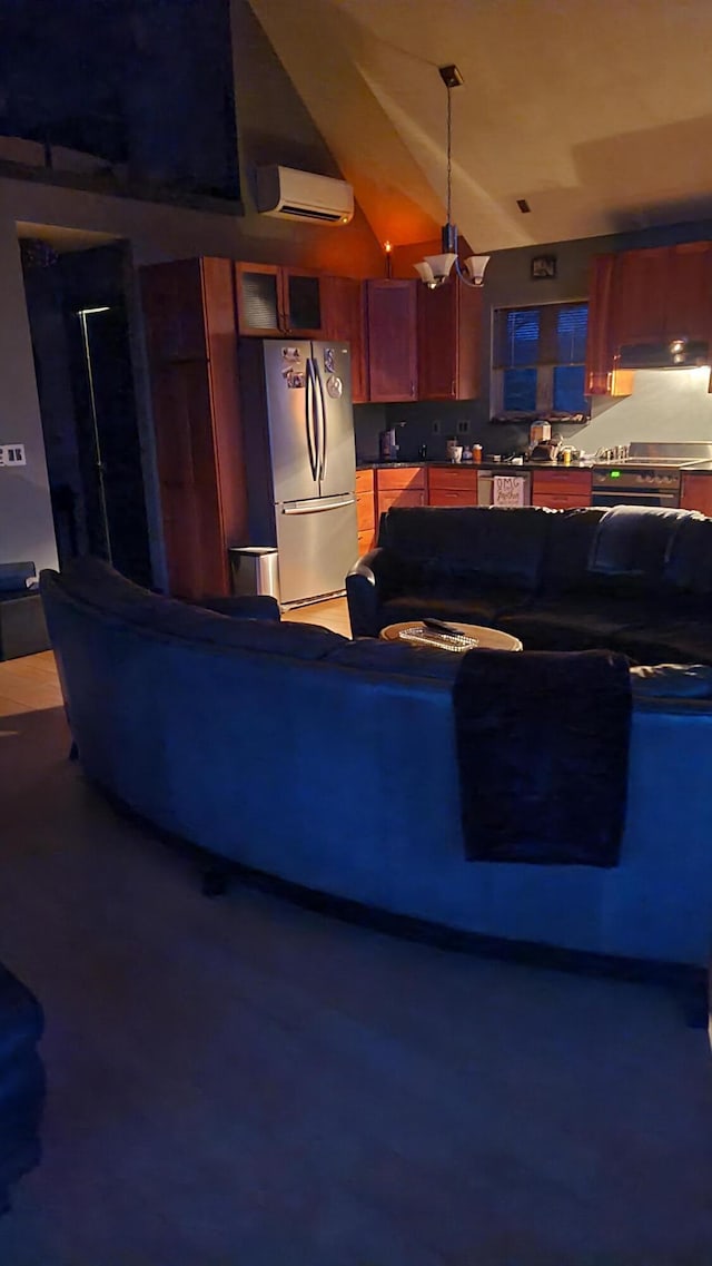 5433 Mary Ingles Hwy, Foster, KY 41043 - living room with an AC wall unit and lofted ceiling