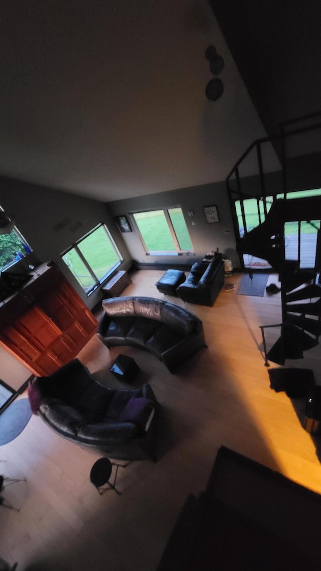 5433 Mary Ingles Hwy, Foster, KY 41043 - interior space with wood finished floors and a towering ceiling