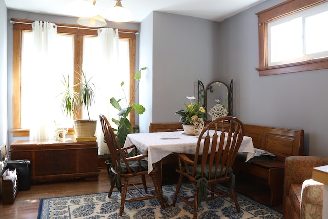 dining room with wood finished floors