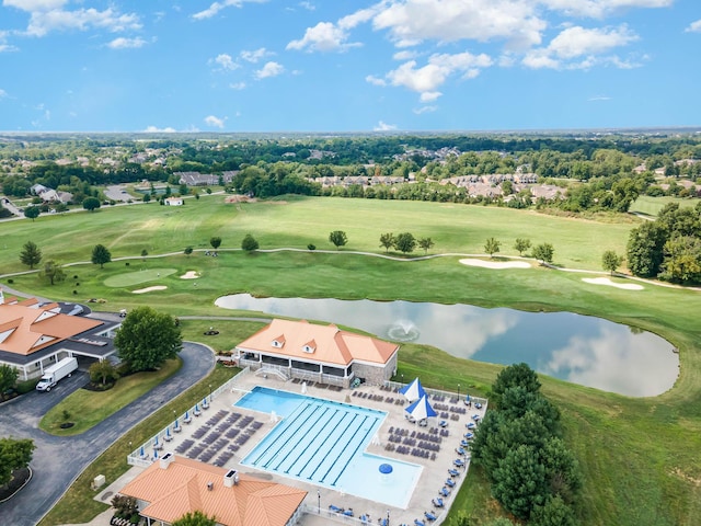 drone / aerial view with golf course view