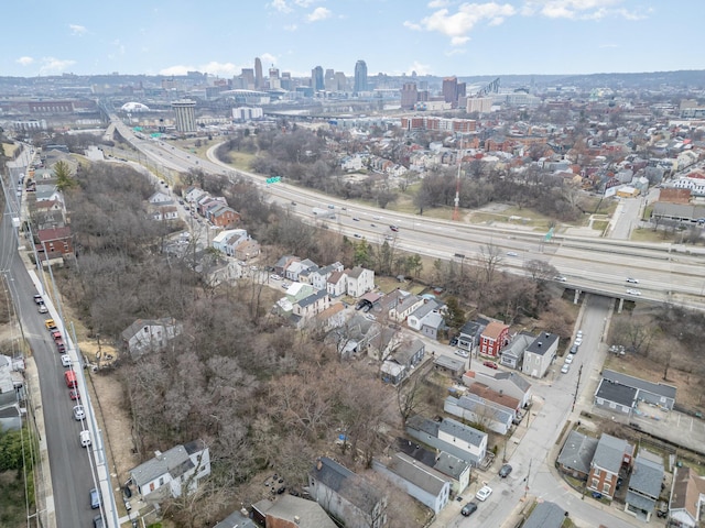 drone / aerial view featuring a city view