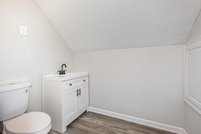29 Race St, Dry Ridge, KY 41035 - bathroom featuring vaulted ceiling, a textured ceiling, wood finished floors, and vanity