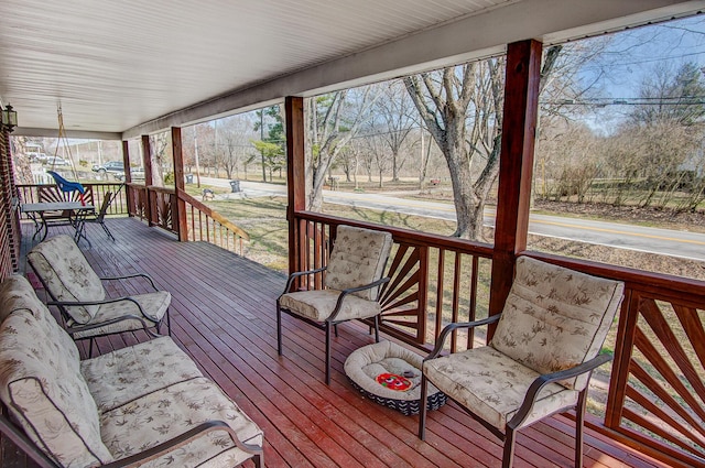 wooden terrace with covered porch