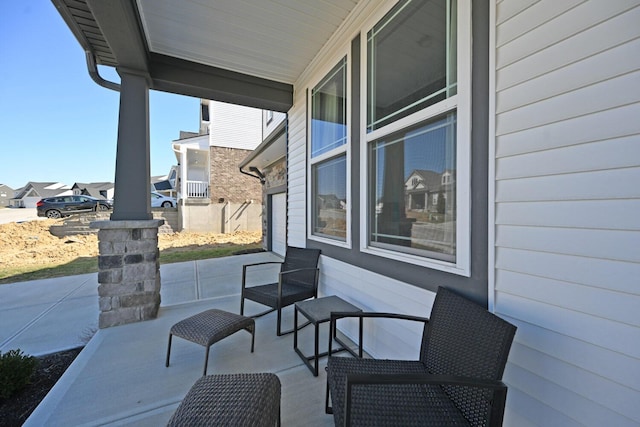 view of patio / terrace featuring a residential view