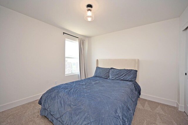 bedroom with baseboards and carpet floors