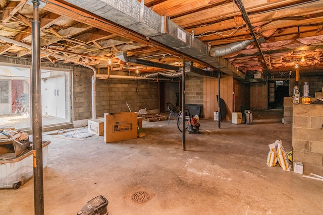 view of unfinished basement