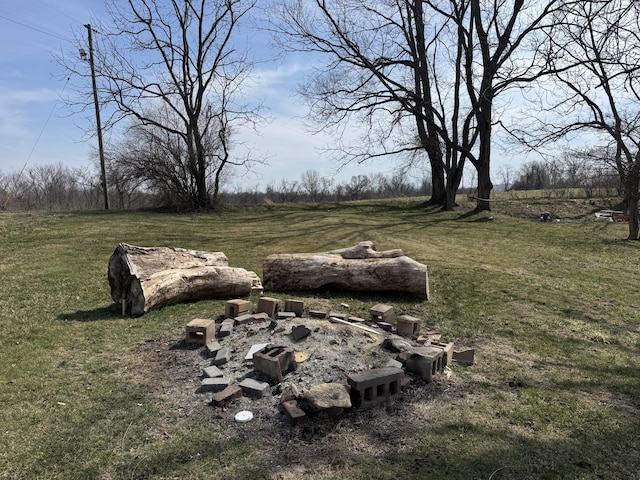 view of yard featuring an outdoor fire pit