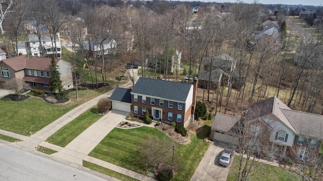 drone / aerial view with a residential view