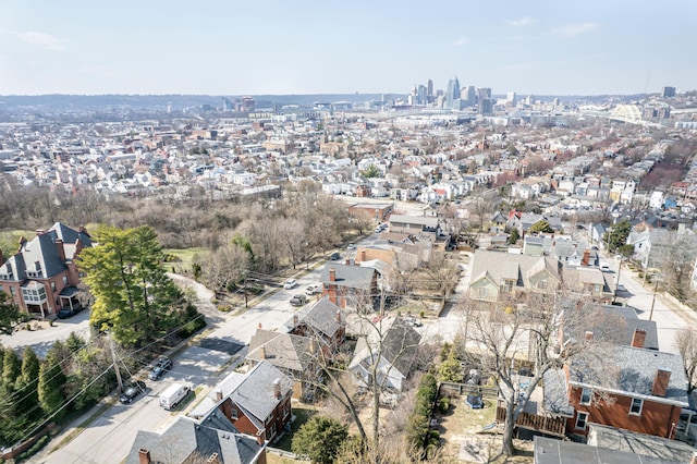 aerial view with a city view