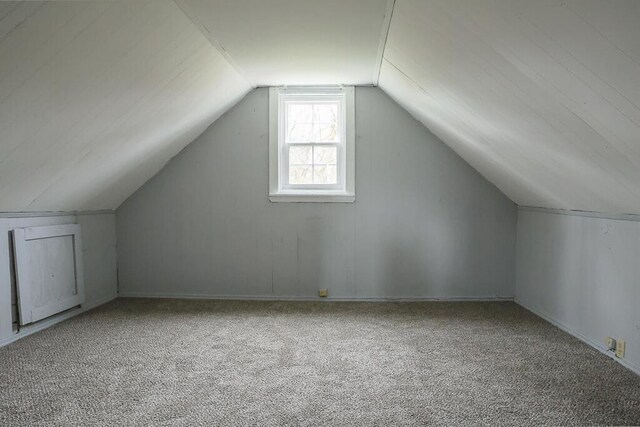 bonus room with lofted ceiling and carpet