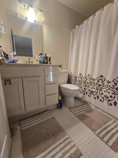 125 Smith Ave, Warsaw, KY 41095 - full bath featuring tile patterned flooring, toilet, vanity, and a shower with curtain