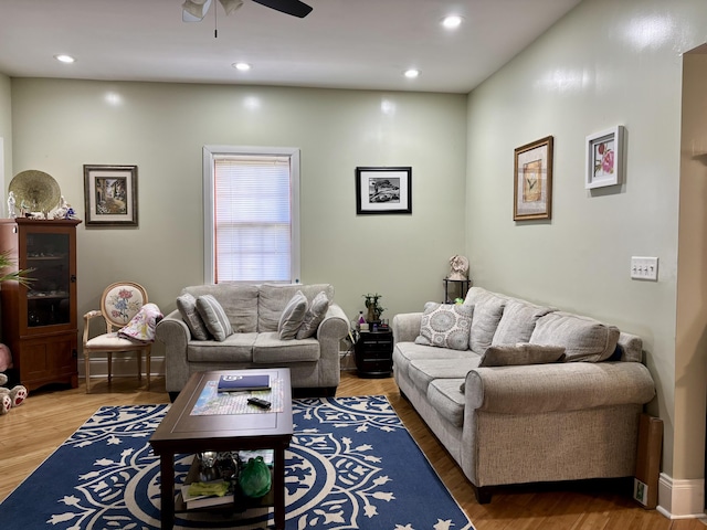 98 S Main St, Dry Ridge, KY 41035 - living area featuring recessed lighting, a ceiling fan, and light wood finished floors