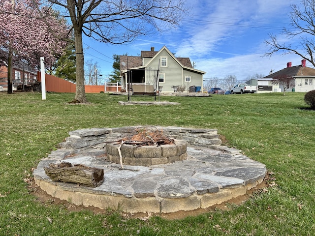 98 S Main St, Dry Ridge, KY 41035 - view of yard with a fire pit and fence