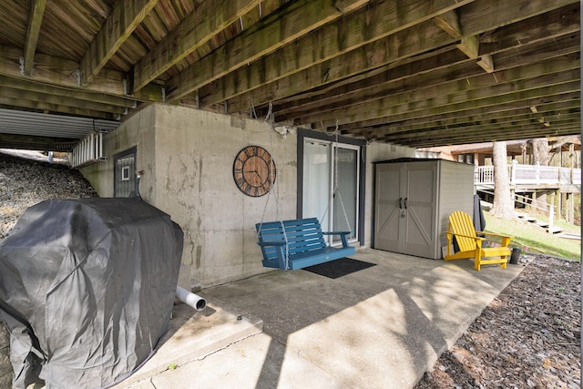 540 Summer Dr, Williamstown, KY 41097 - view of patio / terrace featuring an outdoor structure, area for grilling, and a shed