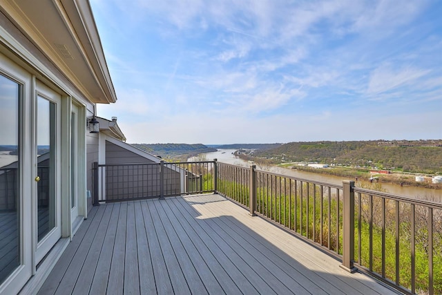 deck with a water view