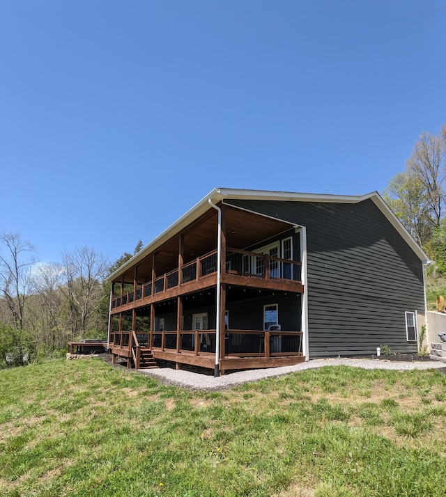 4400 Chipman Ridge Rd, Williamstown, KY 41097 - back of property featuring a lawn and a deck