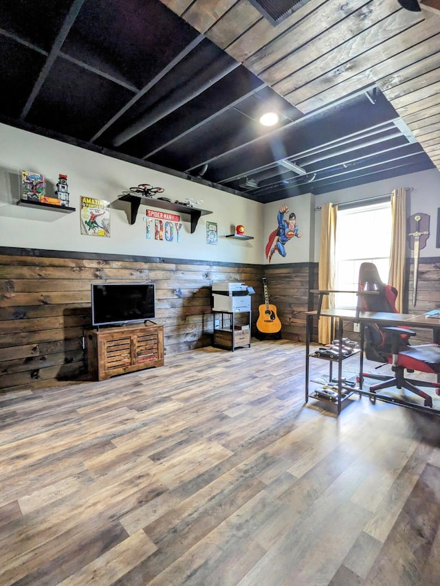 4400 Chipman Ridge Rd, Williamstown, KY 41097 - interior space featuring wainscoting, wood finished floors, and wood walls