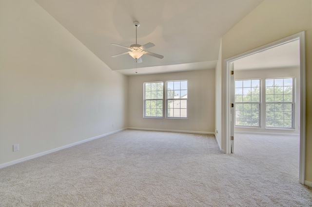 7370 Centrecrest Ln Unit E, Florence, KY 41042 - spare room with ceiling fan, carpet, vaulted ceiling, and baseboards