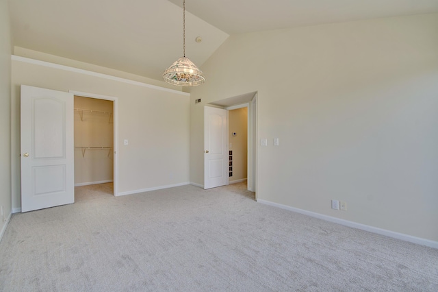 7370 Centrecrest Ln Unit E, Florence, KY 41042 - unfurnished room featuring high vaulted ceiling, light colored carpet, and baseboards