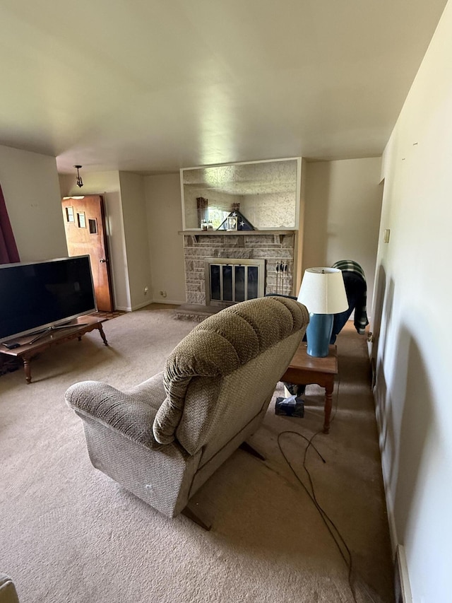 143 Capri Dr, Fort Thomas, KY 41075 - living room featuring carpet floors, a fireplace, and baseboards