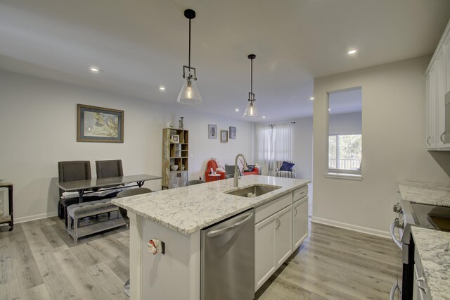 714 Streamside Dr Unit L, Alexandria, KY 41001 - kitchen featuring recessed lighting, light wood-style flooring, white cabinetry, stainless steel appliances, and a sink