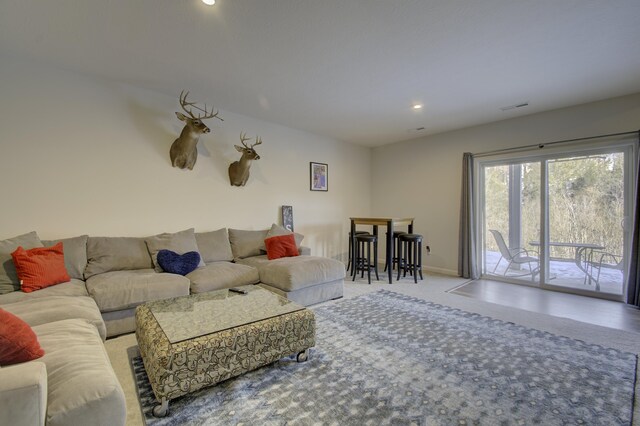 714 Streamside Dr Unit L, Alexandria, KY 41001 - carpeted living room with baseboards, visible vents, and recessed lighting