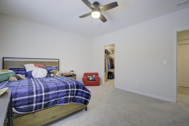 714 Streamside Dr Unit L, Alexandria, KY 41001 - carpeted bedroom with a closet, baseboards, a walk in closet, visible vents, and ceiling fan