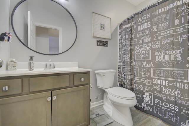 714 Streamside Dr Unit L, Alexandria, KY 41001 - full bath featuring a shower with shower curtain, vanity, baseboards, toilet, and wood finished floors