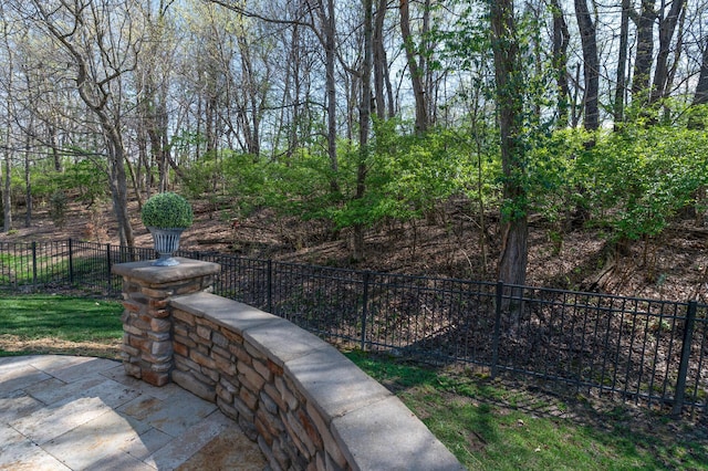 view of home's community with a patio area and fence