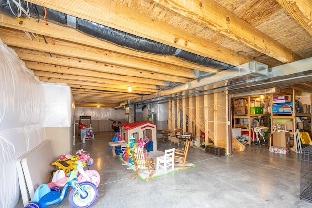 view of unfinished basement