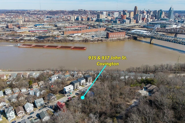 935 John St, Covington, KY 41016 - birds eye view of property with a water view and a city view