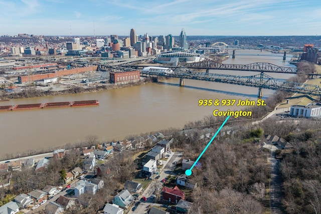 935 John St, Covington, KY 41016 - birds eye view of property with a water view and a city view