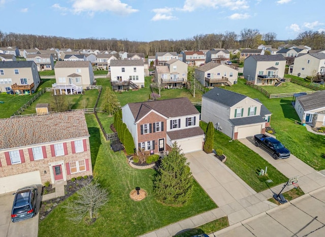 drone / aerial view with a residential view