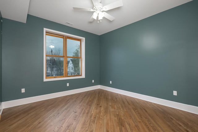 224 Wallace Ave, Covington, KY 41014 - unfurnished room with a ceiling fan, baseboards, dark wood-style flooring, and visible vents