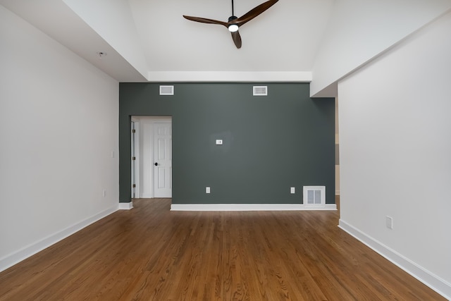 224 Wallace Ave, Covington, KY 41014 - unfurnished room featuring visible vents, a ceiling fan, and high vaulted ceiling
