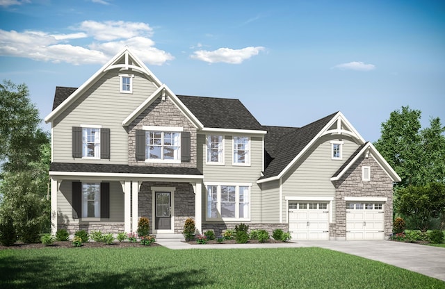 749 Man-O-War Blvd, Union, KY 41091 - craftsman-style house with a front lawn, stone siding, and driveway