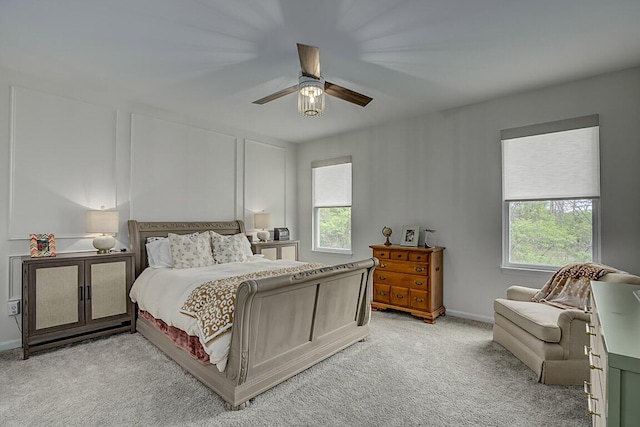 9956 Meadow Glen Dr, Independence, KY 41051 - bedroom with a ceiling fan, light colored carpet, baseboards, and multiple windows