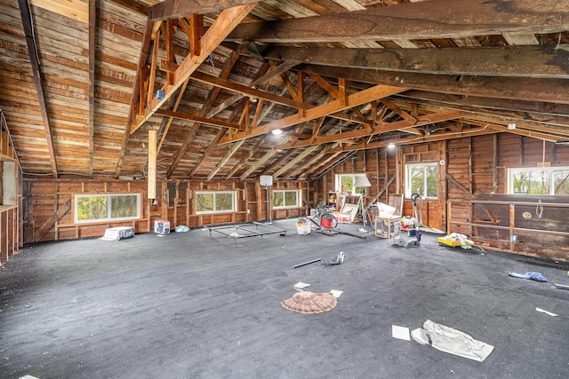 25 High St, Newport, KY 41071 - miscellaneous room with wooden walls and vaulted ceiling
