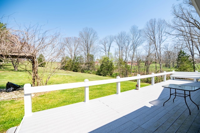 wooden deck with a yard