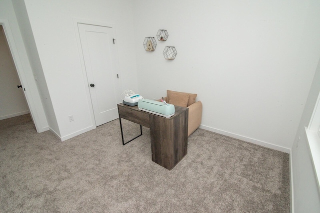 office space featuring baseboards and carpet flooring