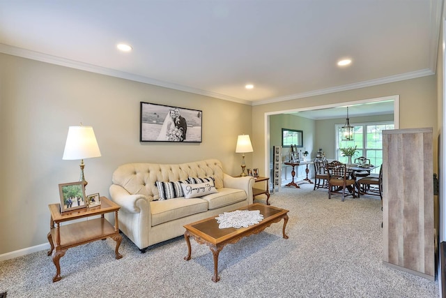 11506 Sutherland Dr, Walton, KY 41094 - living area with recessed lighting, carpet, and ornamental molding