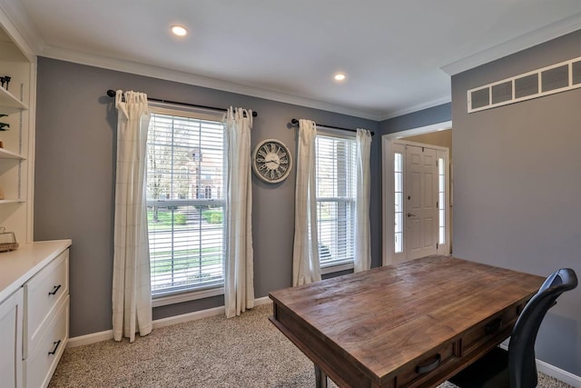 11506 Sutherland Dr, Walton, KY 41094 - interior space with crown molding, baseboards, light colored carpet, and a healthy amount of sunlight