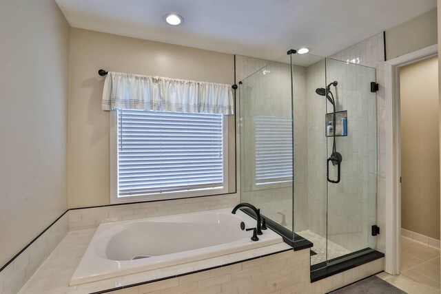 11506 Sutherland Dr, Walton, KY 41094 - full bath featuring a bath, recessed lighting, tile patterned flooring, and a stall shower